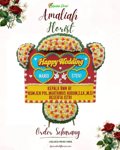 Karangan Papan Bunga Pernikahan di Way Halim Permai